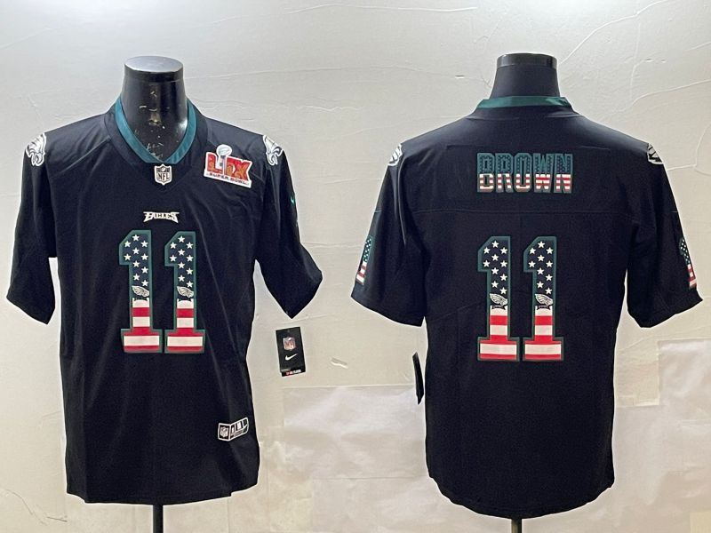 Men Philadelphia Eagles #11 Brown Black National Flag 2025 Nike Vapor Limited NFL Jersey style 1->philadelphia eagles->NFL Jersey